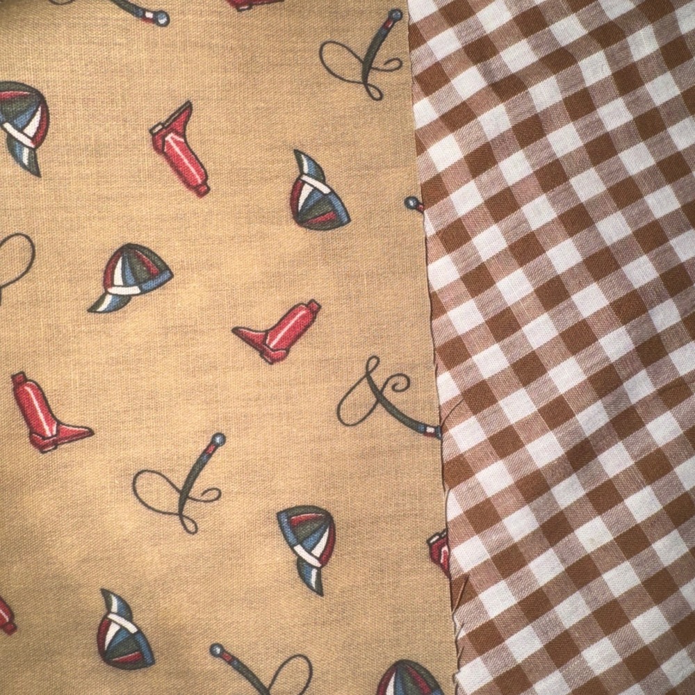 Wamsutta Fabric Bundle Equestrian Gingham Tan Brown 3.5 Yard Total Novelty Print
